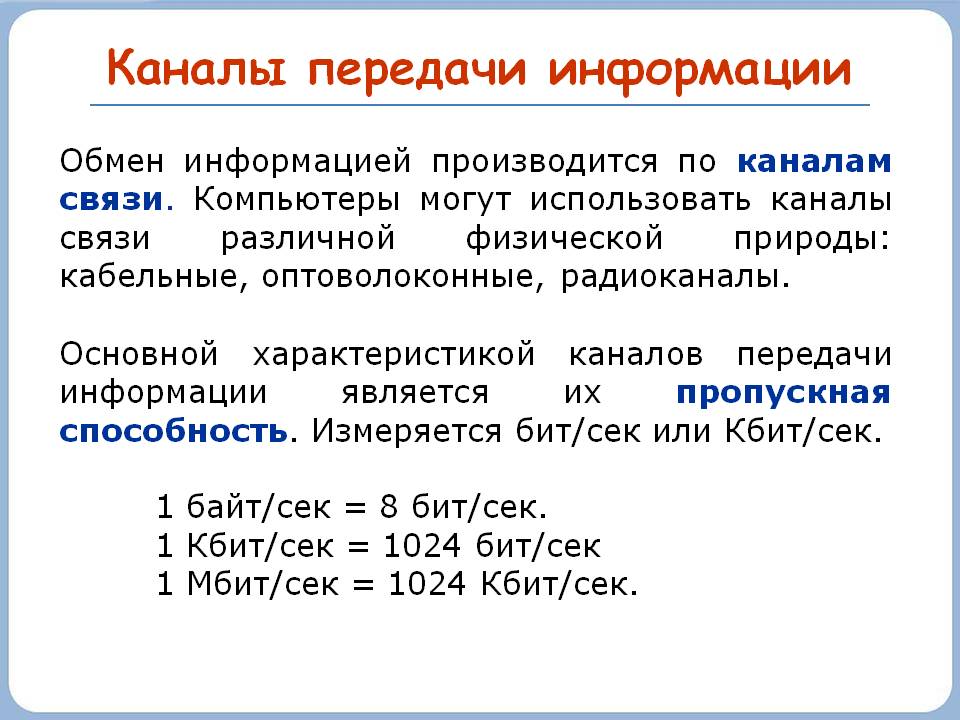 Каналы передачи информации