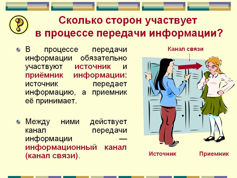 Сколько сторон участвует в процессе передачи информации