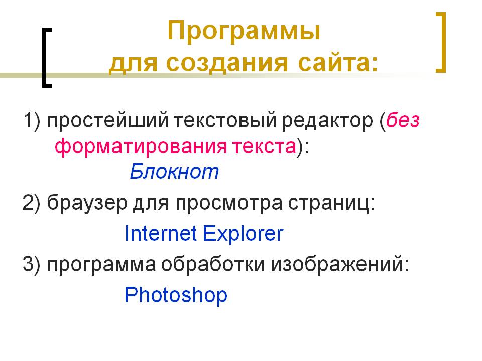 Программы для создания сайта