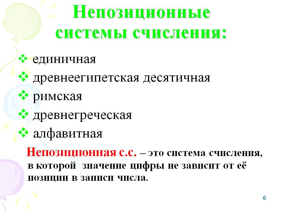 Непозиционные системы счисления: