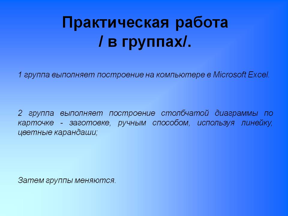 Практическая работа / в группах/