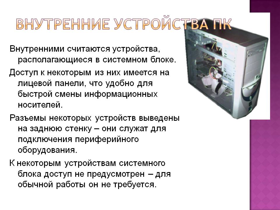 Внутренние устройства ПК