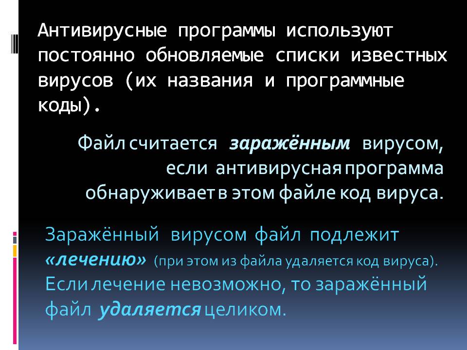 Обновляемые списки известных вирусов