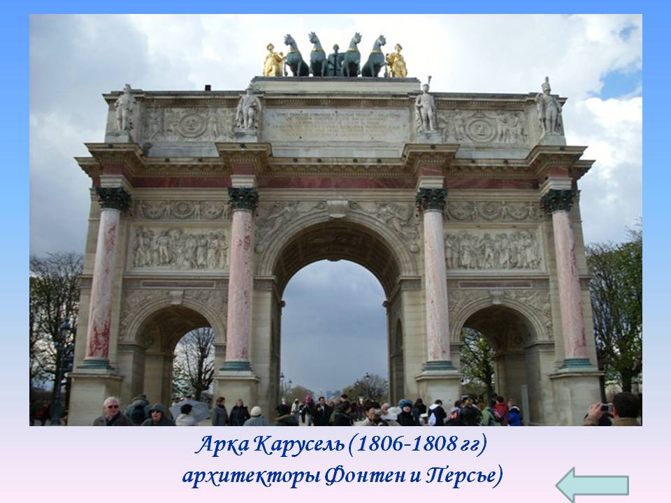 Арка Карусель (1806-1808 гг) архитекторы Фонтен и Персье)