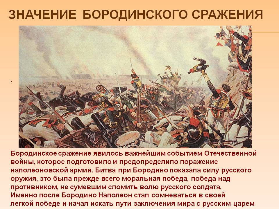 Значение бородинского сражения