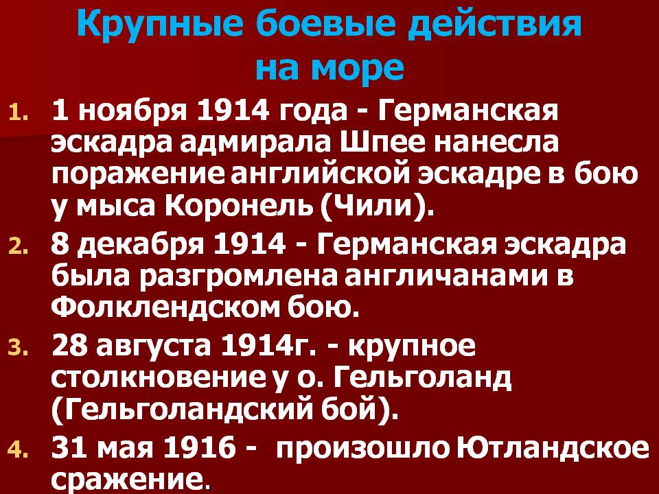 Крупные боевые действия на море