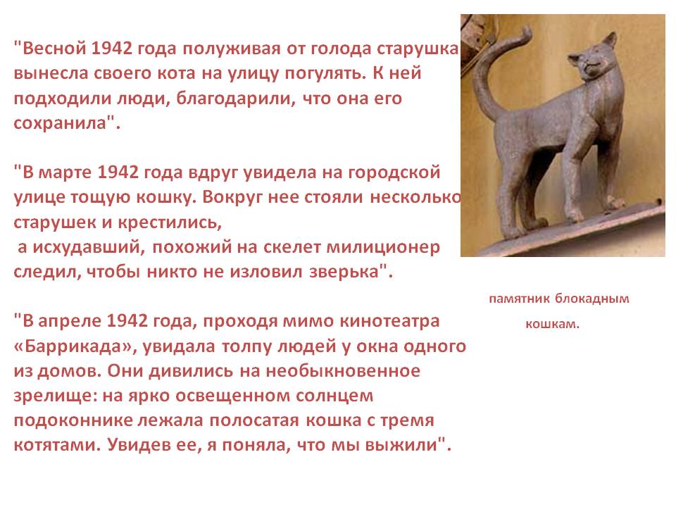 Памятник блокадным кошкам