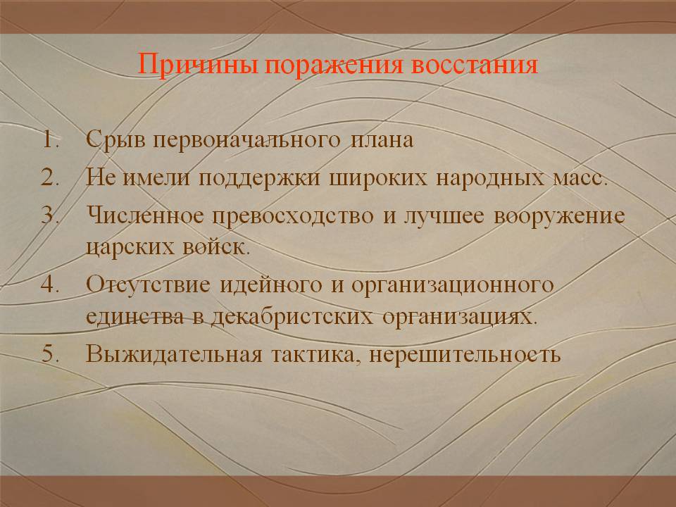 Причины поражения восстания