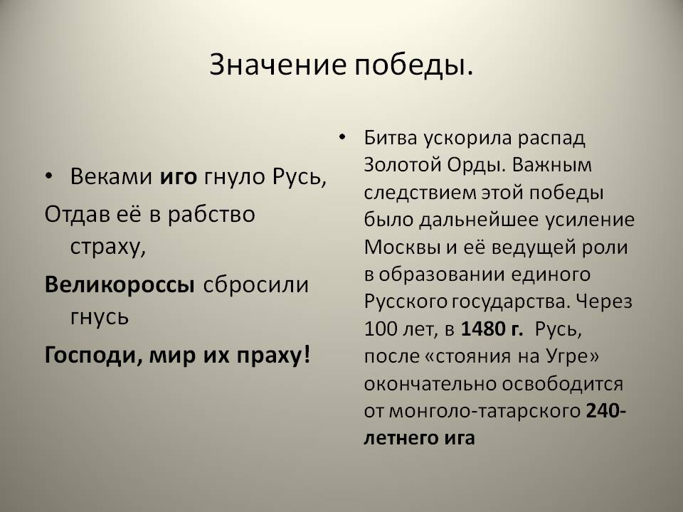 Значение победы