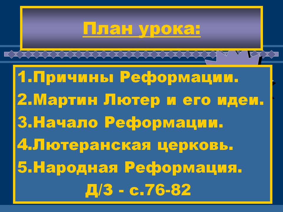 План урока: