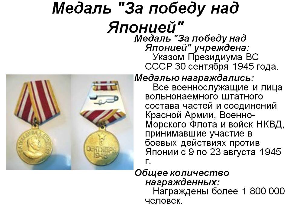 Медаль "За победу над Японией"