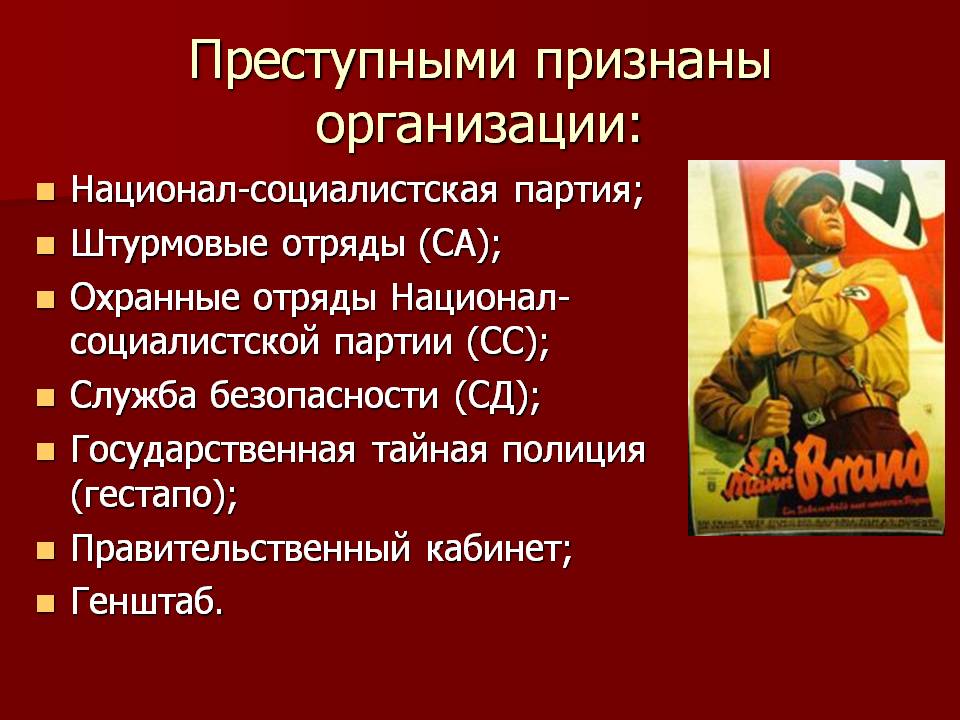 Преступными признаны организации: