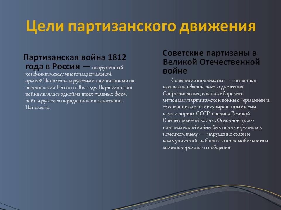 Цели партизанского движения