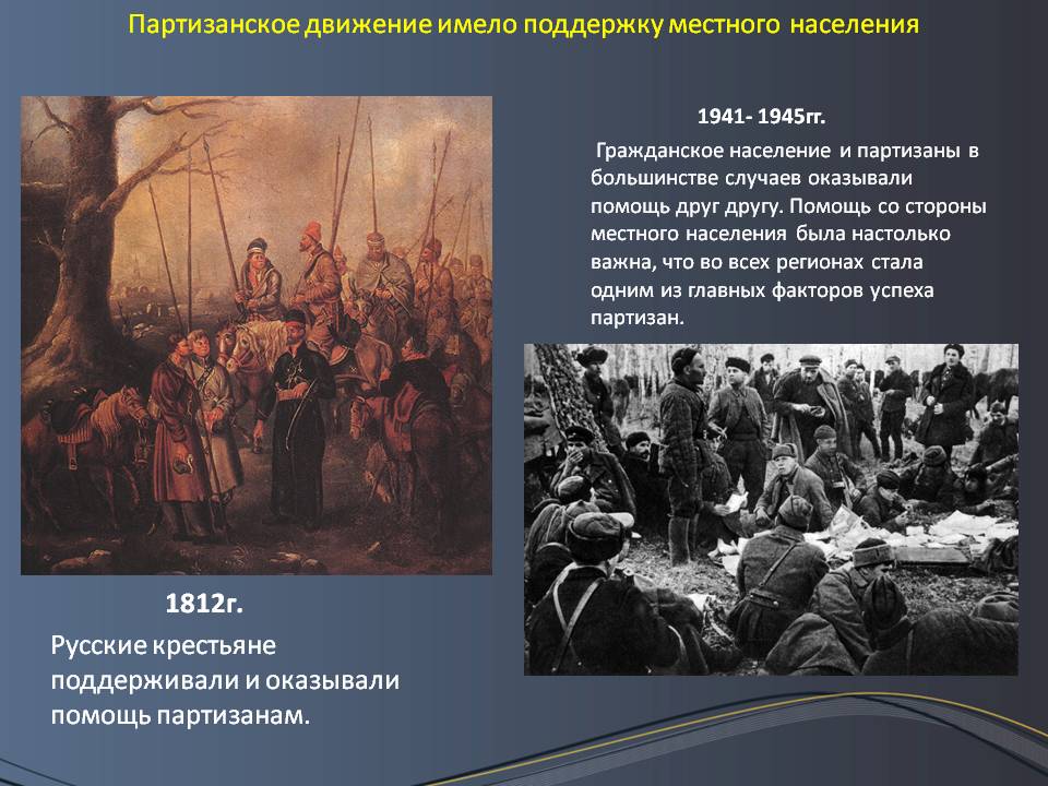 Партизанское движение имело поддержку местного населения