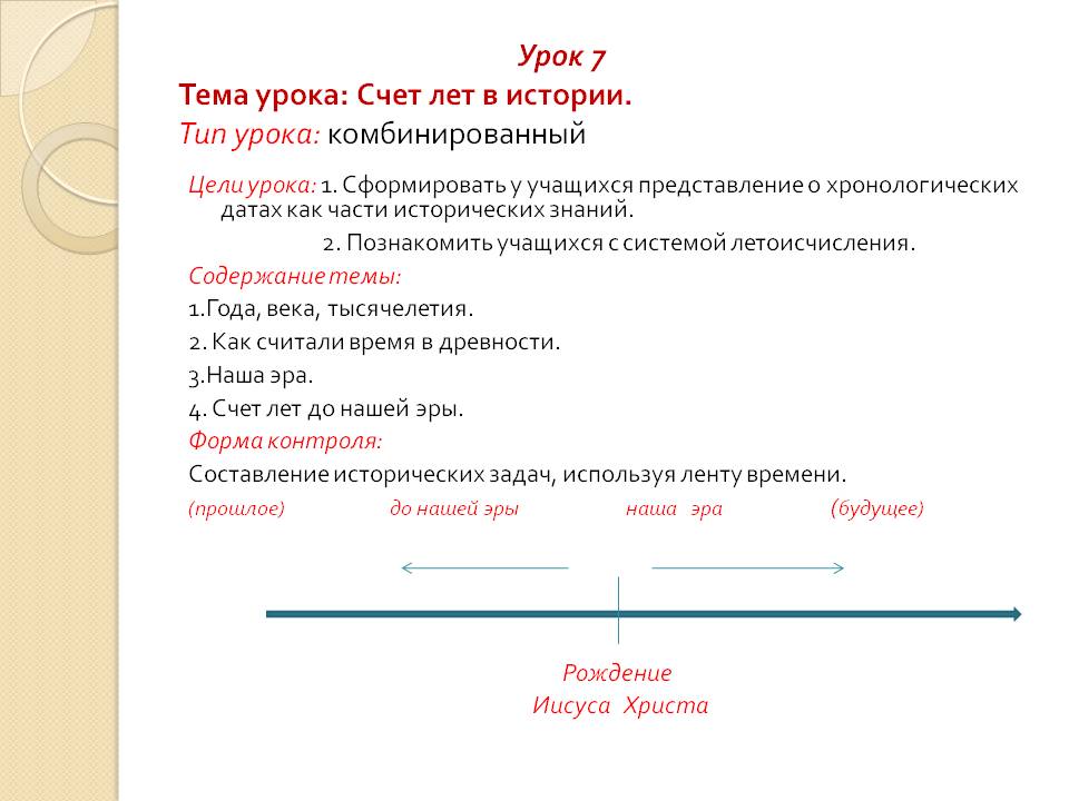 Урок 7 Тема урока: Счет лет в истории