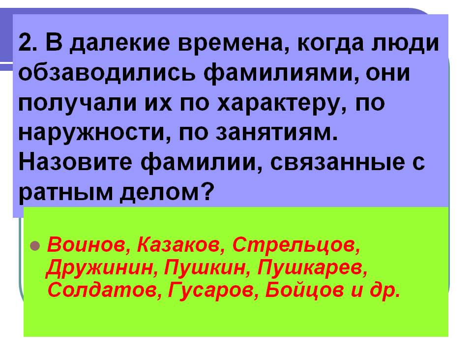 Назовите фамилии, связанные с ратным делом