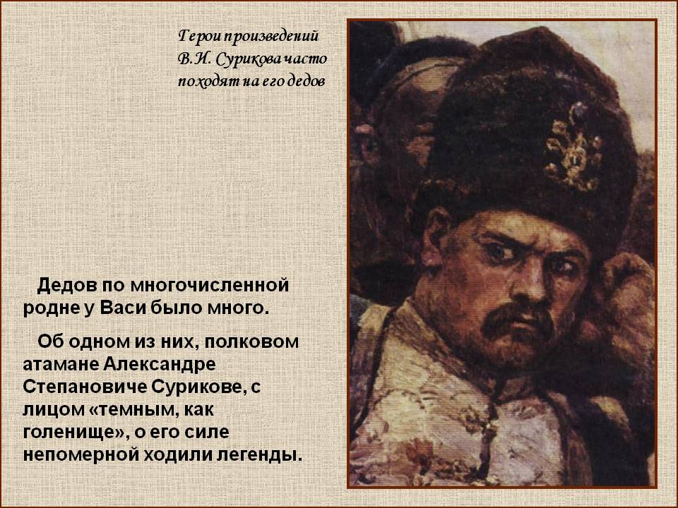Герои произведений В.И. Сурикова