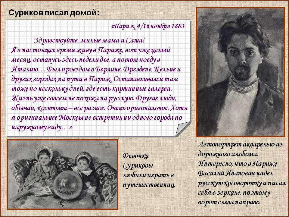 Суриков писал домой