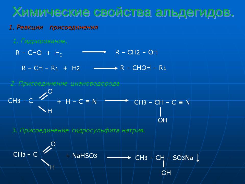 Химические свойства альдегидов