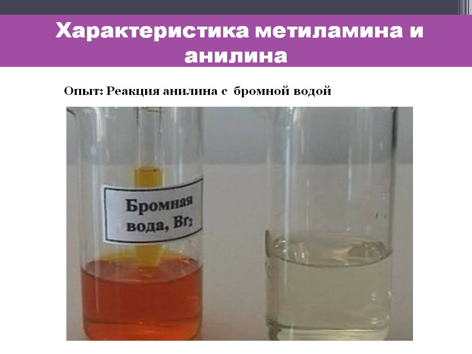 Реакция анилина с бромной водой
