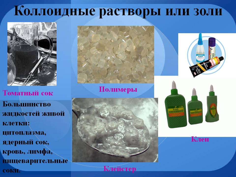 Коллоидные растворы или золи
