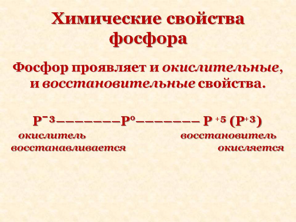 Химические свойства фосфора