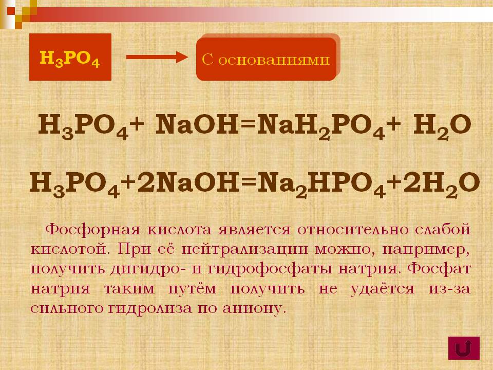H3PO4+ NaOH=NaH2PO4+ H2O