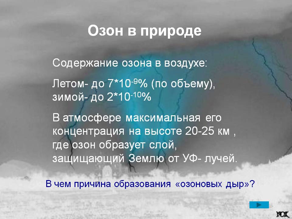 Озон в природе