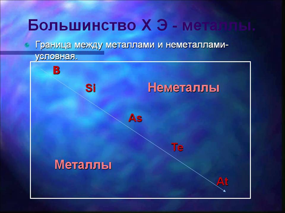 Большинство Х Э - металлы