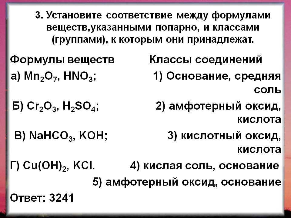 Формулы веществ
