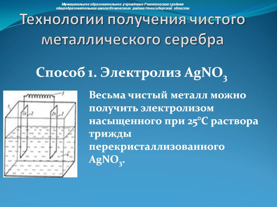Технологии получения чистого металлического серебра