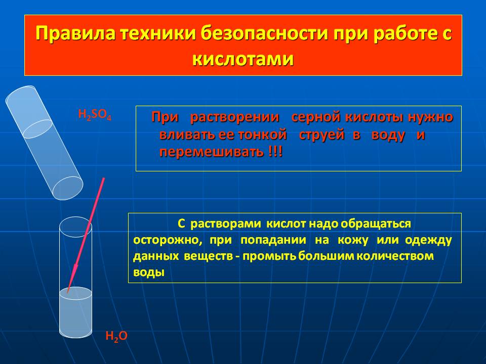 Правила техники безопасности при работе с кислотами