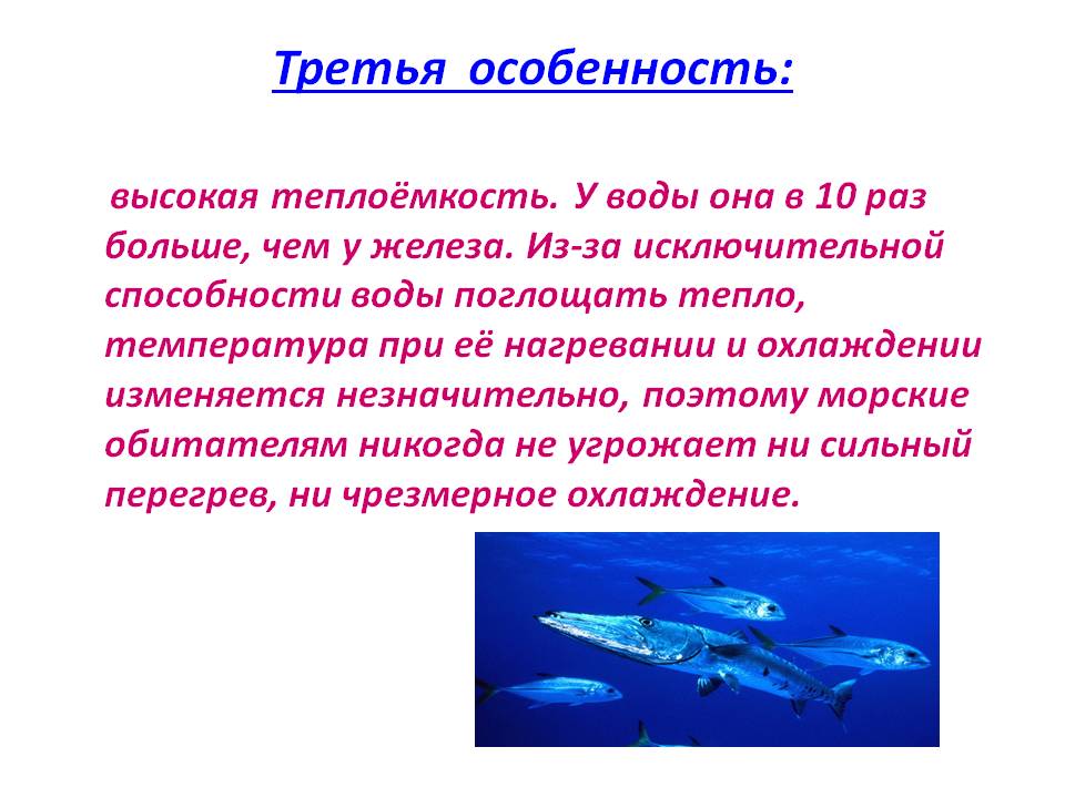 Высокая теплоёмкость
