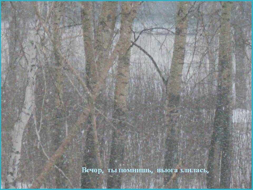 Вечор, ты помнишь, вьюга злилась,