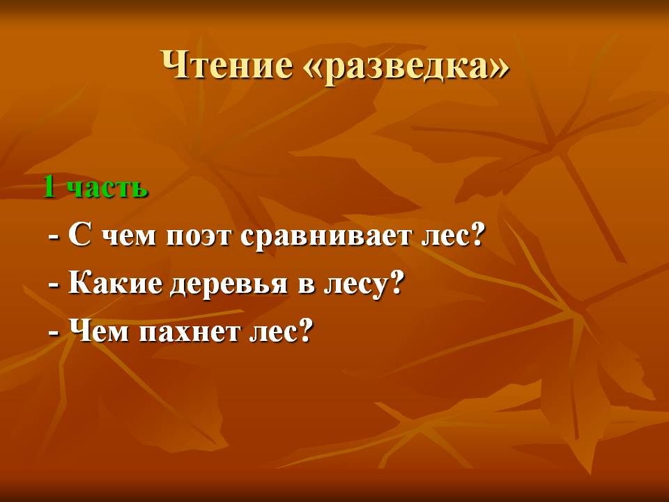Чтение «разведка»