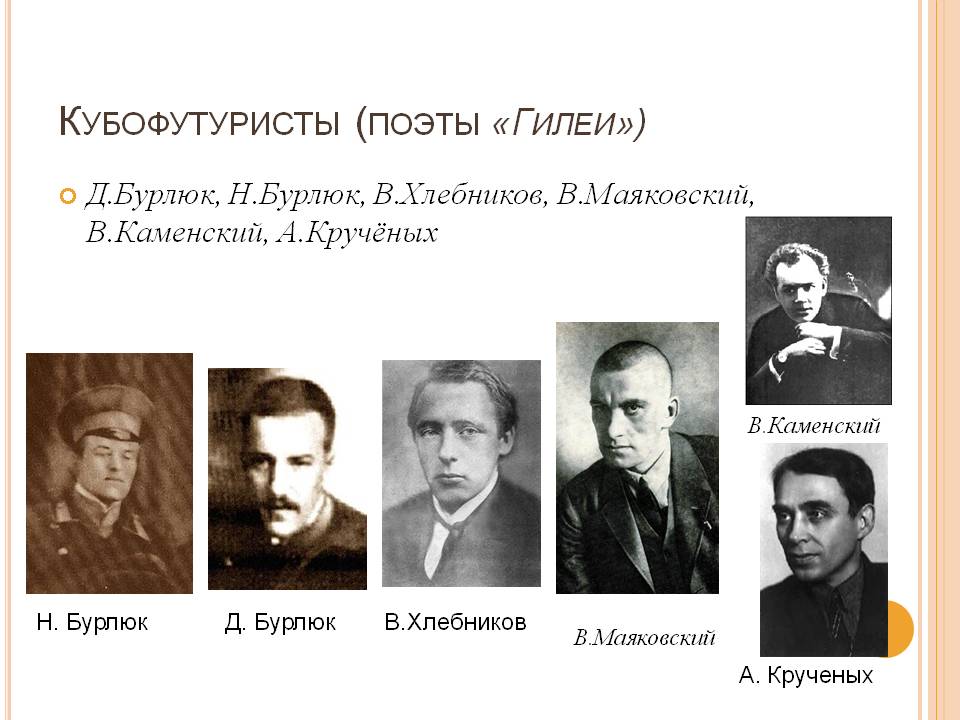 Кубофутуристы (поэты «Гилеи»)