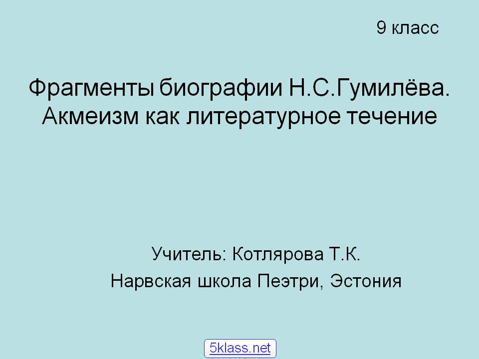Фрагменты биографии Н.С.Гумилёва