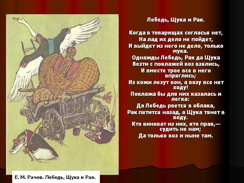 Лебедь, Щука и Рак