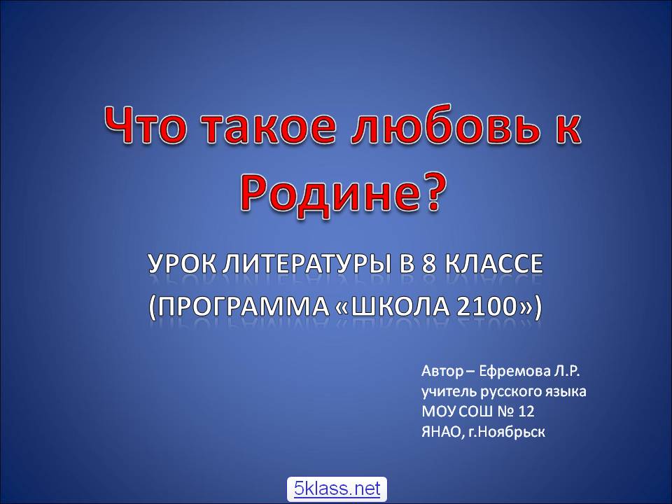 Урок литературы в 8 классе