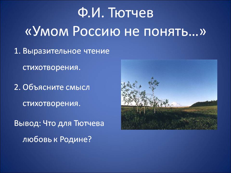 Ф.И. Тютчев «Умом Россию не понять…»