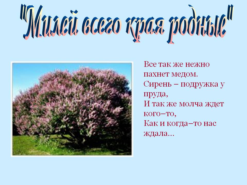 "Милей всего края родные"