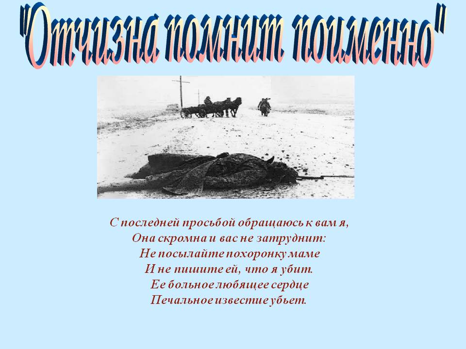 "Отчизна помнит поименно"