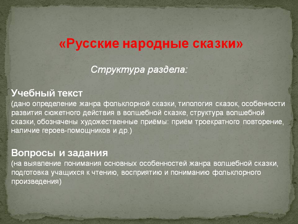 Структура раздела