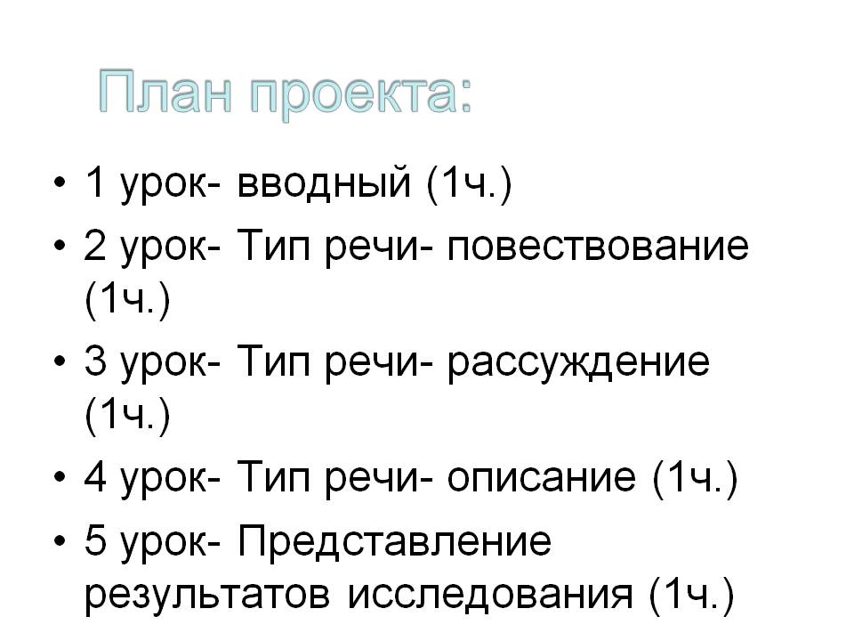 План проекта: