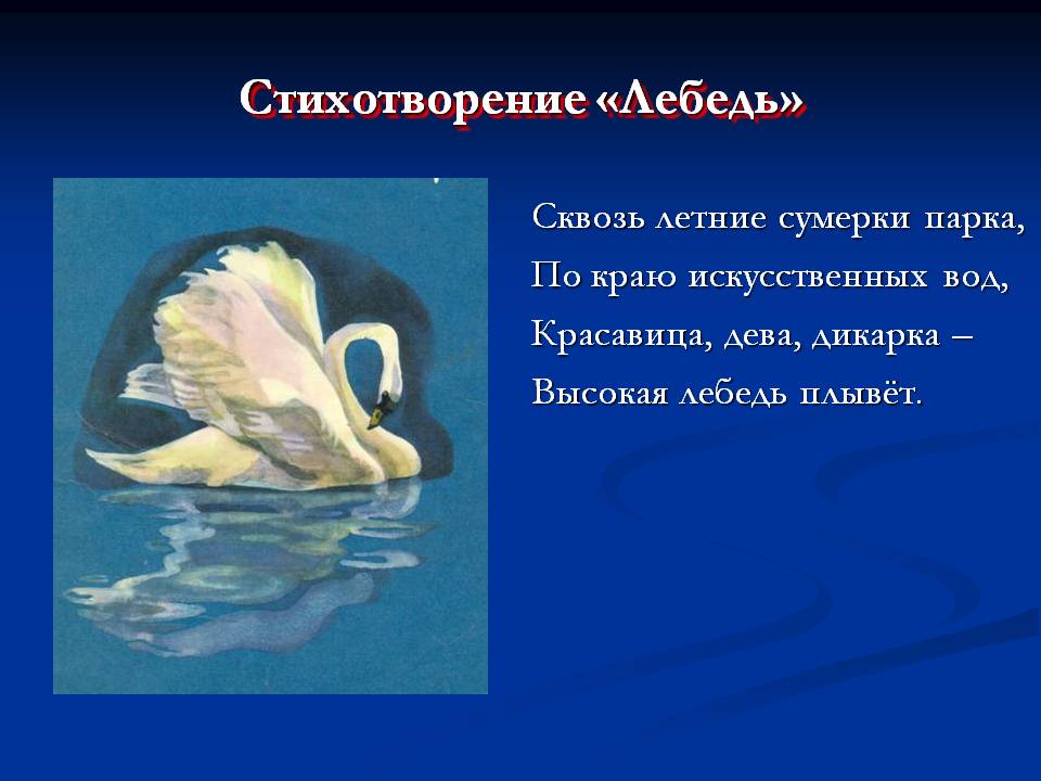 Стихотворение «Лебедь»