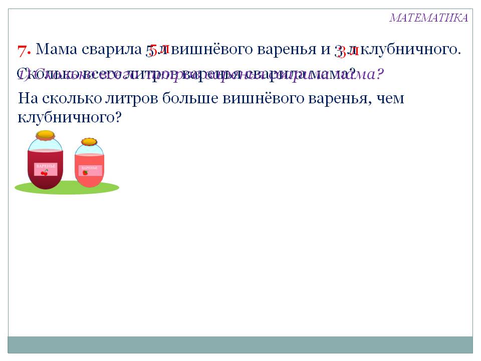 Сколько всего литров варенья сварила мама