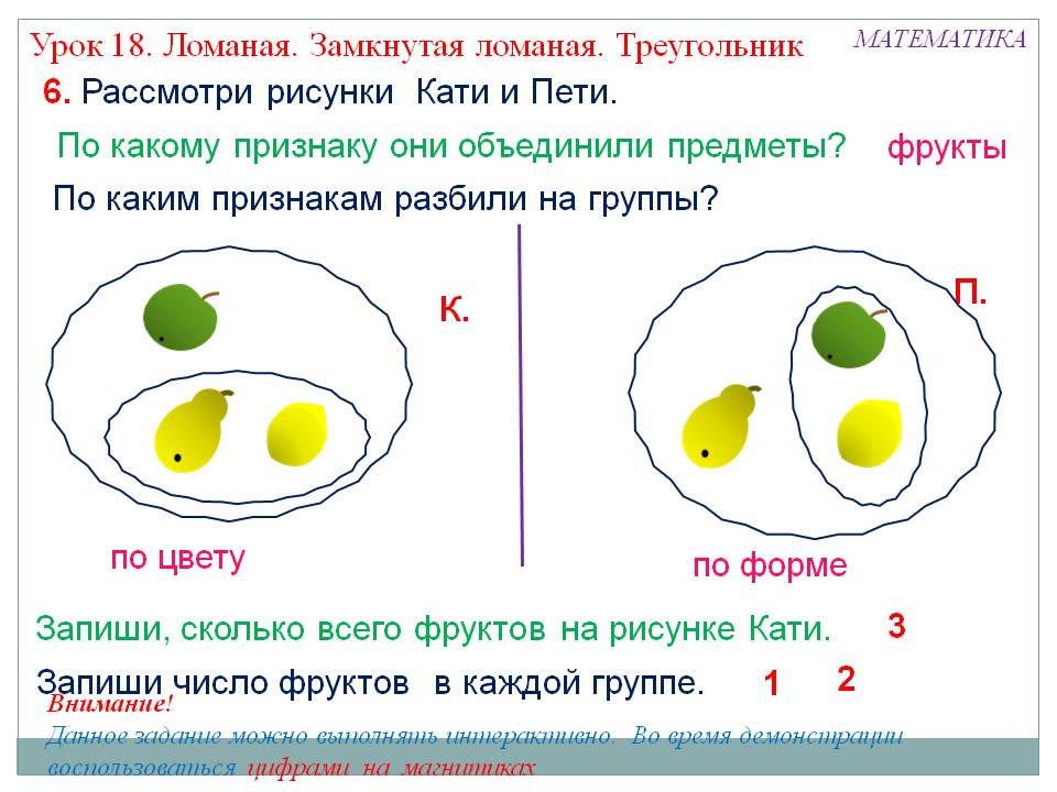 Рассмотри рисунки Кати и Пети