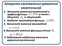 Алгоритм составления уравнения касательной