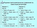 Решение тригонометрических уравнений по известным алгоритмам