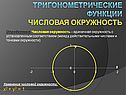 Тригонометрические функции Числовая окружность